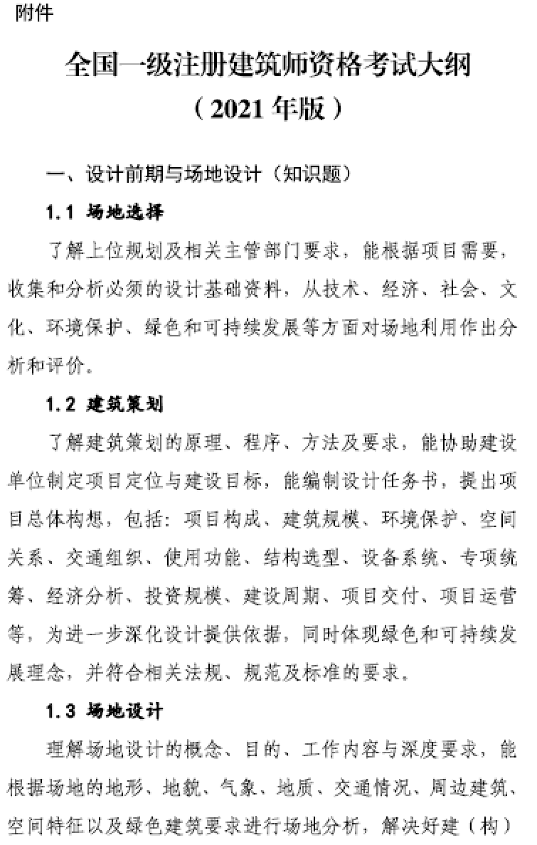 大事件！9門變6門！一級注冊建筑師考試大綱（21版）發(fā)布，2023年執(zhí)行！